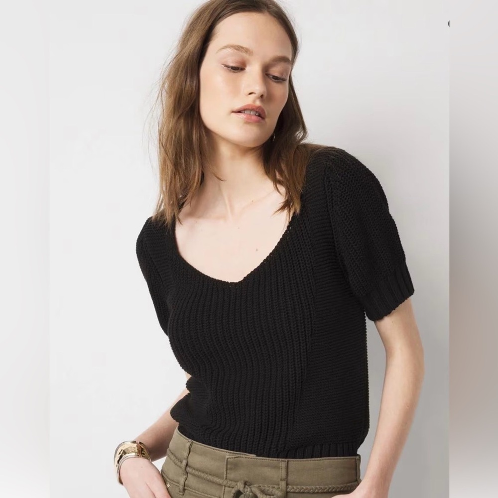 WHBM Puff Sleeve Sweetheart Sweater